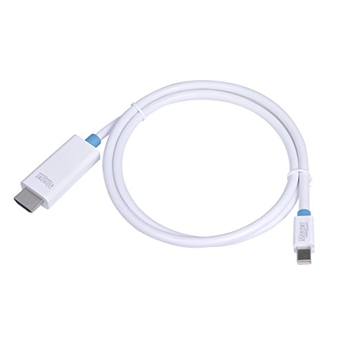 MutecPower 1 meter Mini DisplayPort (DP) männlich auf HDMI männlich Kabel – 4K Ultra HD – Weiß – 1m Mit 3 Kabelbinder - 2