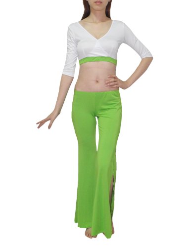 2 PCS SET: Womens Belly Dance 3/4 Sleeves Cropped Top & Pant Set