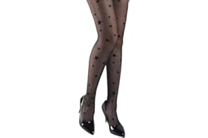 LUYANFX Fishnet Strumpfhosen Damen mit Stern Muste, Hohe Taille Sexy Netzstrumpfhose für Frauen und Mädchen Halloween Karneval Cosplay Kostüm Accessoires