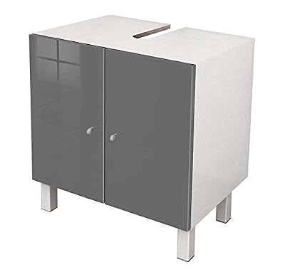 Berlioz Creations MSLGRIS Meuble Salle de Bain Sous-Lavabo Haute Brillance Gris