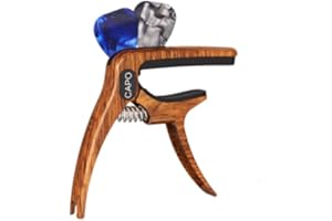 AUPHY SOLO Guitar Capo pour guitares acoustiques ＆ électriques, avec support de médiator intégré (grain de bois marron)