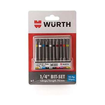 Würth Bit Sortiment 59-teilig - 1/4 Zoll, Mit Bits, Bithaltern & Steckschlüsselklingen