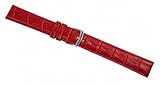 Ersatz Wechsel Uhren Armband Kalbsleder matt Alligator Louisiana Prägung rot Schließe Silber (14 mm.)