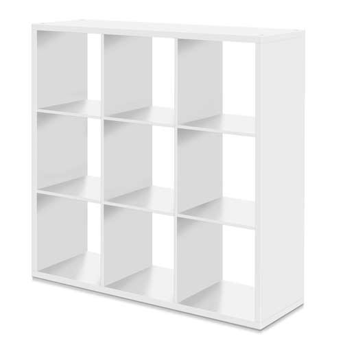 Regal, Bücherreagl, Holzregal, Regalsystem, 9 Fächer, weiß, Maße: B/H/T ca. 107/107/33 cm - 2