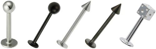 Izmit Stainless Steel 2x Ball, 2x Arrow Head, Dice Labret Bar Set