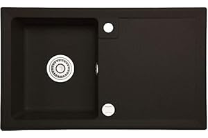 ‎LINDBERGH SPÜLEN LINDBERGH® Granitspüle "FAV11" Schwarz Einbauspüle Küchenspüle Spüle Spülbecken + DREHEXCENTER - Verbundstoffe MADE IN GERMANY 747 mm x 448 mm