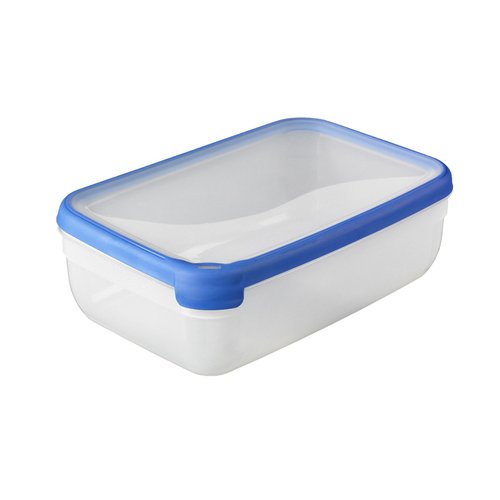 Curver 00010-082-00 Rechteckige Frischhaltedose New Grand Chef, 4,0 L, transparent / blau
