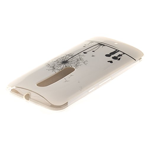 Moto X Play Hülle,Moto X Play Case [Scratch-Resistant] , Cozy Hut Moto X Play Ultra Slim Perfect Fit Schwarz Dandelion Paar Design Muster Malerei TPU Clear Transparent Protective back Hülle Hüllen Beschützer Haut Case Tasche Schutz Etui Schutzhüllen Hülle Case for Motorola Moto X Play – Löwenzahn Paar - 3