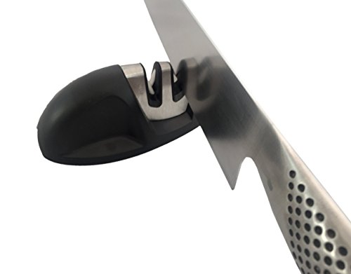 KitchnPro Messerschärfer Messerschleifer Knife Sharpener mit zweistufigem Schleifscheibe-Schärfsystem, Schwarz - 5