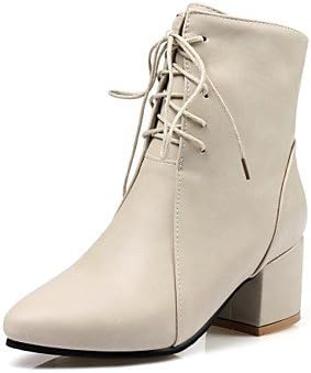 Gll&amp;xuezi Women's Boots Fashion Boots Fall Winter Leatherette Casual Dress Lace-up Chunky Heel Yellow Beige Black 1in-1 3/4in, black, us5.5/eu36/uk3.5/cn35