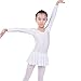 Produktbild Swallowuk Kinder Mädchen Tanzkleid Langarm Ballettkleid Trikot Tanz Leotard Kleider Ballett Rock Kleidung Ballkleider Ballettanzug (4XL, Weiß)