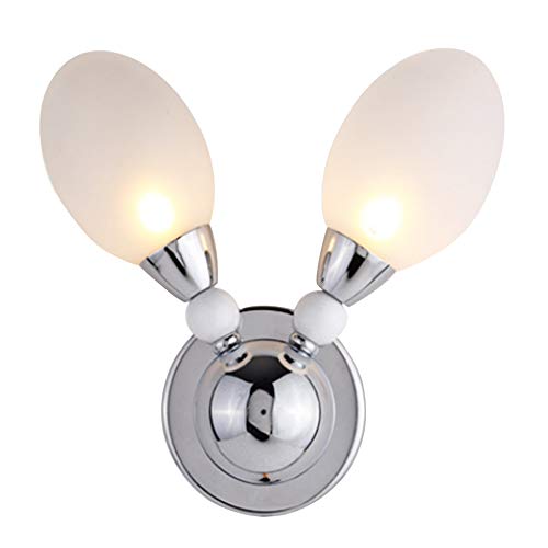 Modern Contemporary Chrome Wall Sconce Opal Glass Light Fixture Up Down Decorative Wall Lighting Indoor with 40W Lights G9 Night Lamp Semi-Flush Mount Lantern Lighting Antique Oval Wall Lamp,2flames