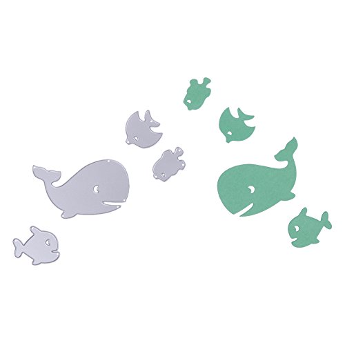 Amazingdeal365 4 PCS Fisch Metall Form Schablonen Schneiden DIY Dekor Sammelalbum Karten Buchzeichen Lesezeichen als Geschenk für Freunde Geburtstag Kinder,Kindergarten Hobby Schule Handarbeit Unterricht usw. Ein tolles Geschenk! - 3