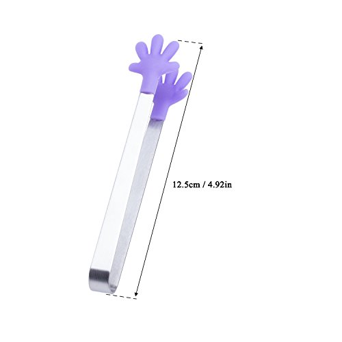 ZeWoo 4 pcs Mini Essen Clip, Edelstahl + Silikon, Lebensmittel-Clip, Gewürze Clip, Zucker-Clip, 2 blau + 2 lila - 3