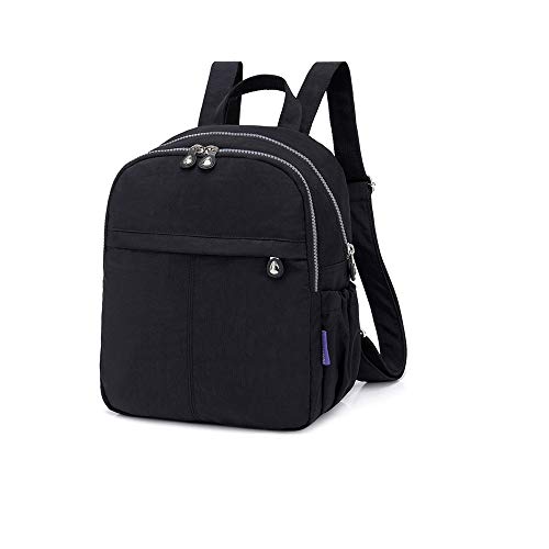 WEILLCCE Bolsos Bandolera Mochila de Viaje Mochila de Nylon Impermeable Estudiante Color Negro