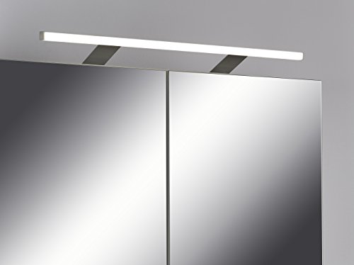 Cavadore 86074 Spiegelschrank Sleek 04 / Eleganter Badezimmerschrank mit Spiegel / inkl. Warmton LED-Beleuchtung & Steckdose / Weiß / Soft Close Funktion / 21 x 80 x 60 cm (T x B x H) - 2