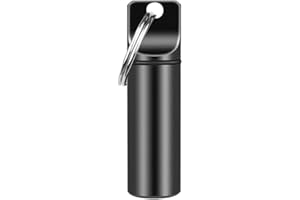 LMYZCBZL Pillendose Schlüsselanhänger, Klein Pillendose Schlüsselanhänger, Tragbare Mini-Pillendosen, Aluminiumlegierung Pillenbox, Wasserdichte Klein Tablettenbox (Schwarz)