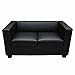 2er Sofa Couch Loungesofa Lille ~ Kunstleder, schwarz