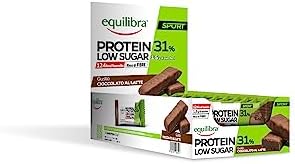 equilibra, Alimenti Proteici, Barrette Proteiche, 31% Proteine, 24x35g, Cioccolato al Latte, 124Kcal a Barretta, per il Mantenimento della Massa Muscolare, Senza Olio di Palma