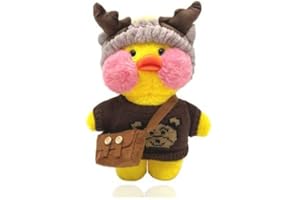 MAGIC SELECT Pato de Peluche Lalafanfan de 30 CM. Pato Kawaii Café Mimi de Felpa con Gafas, Ropa, Bolso y Diadema. Pato de Juguete para Niñas y Niños.