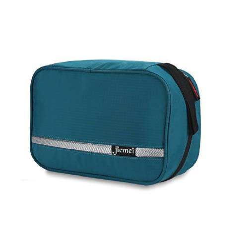 Hanging Toiletry Bag Waterproof, Jiemei Travel Wash Bag for Men & Women with 4 Compartments, Foldable Compact Size, Super Durable Fabric (M, Emerald Green)