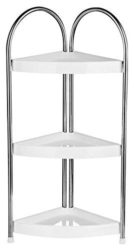 PremierHousewares 3-Tier Corner Storage Unit-White, Metal