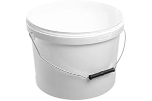 SHALAM UK 5 X 10 LITRE PLASTIC BUCKETS WITH LIDS, HARD WEARING BUCKET METAL HANDLED
