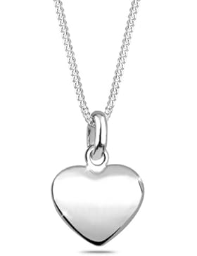 Elli Damen Schmuck Halskette Kette mit Anhänger Herz Liebe Freundschaft Plättchen Silber 925 Länge 45 cm