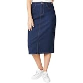 Tripursundari Fashion Trendy Navy Blue Long Denim Skirt for Women | Buttoned & Zip Closure | Stylish & Comfortable
