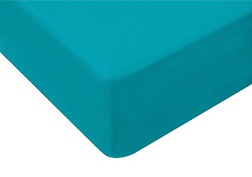 MODHAUS sábana bajera cama (Jersey Sábana, algodón, turquesa, 70 x 160
