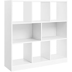 VASAGLE Bibliothèque Ouverte, Étagère de Rangement sur Pieds, Dimensions: 97,5 x 30 x 100 cm (L x l x H), Blanc LBC52WT