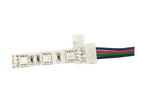 LitaElek 10x RGB 5050 Schnellverbinder 10mm Breit 4 polig Verbindungskabel Anschlusskabel LED Stripe Verbinder Adapter für SMD 5050 RGB LED Streifen zu RGB 3528 2835 LED Streifen, zu DC Stromversorgung, zu LED Controller-17cm, Ohne Löten - 4