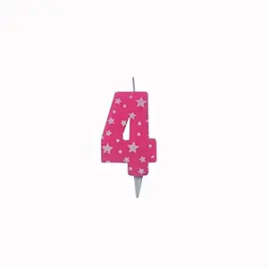 PEPUP Star Birthday Number Candle 4 (Pink) for Kids 4th Celebration Party Cake Decoration