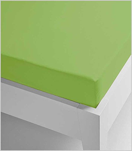 Miracle Home Sábana Bajera, Ajustable Elástica, Suave y Cómoda, Algodón 50% Poliéster, Pistacho, 150 x 200 cm