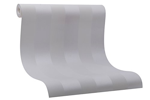 HANMERO Modern Beflockung Vliestapete Schön Fototapete Streifen geprägt Streifen für Schlafzimmer, Whonzimmer, Hotel 0,53*10m (5,3m2) Beigeweiß 68030 Farben ¡­ - 6
