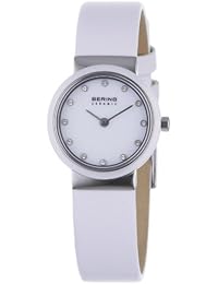 Bering Ceramic 10725-854 - Reloj analógico de cuarzo para mujer, correa de cuero color blanco
