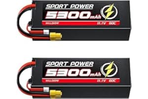 Hilldow M41 RC Batterie 3S LiPo 5300mAh 11.1V 80Cmit XT60 mâle, 2 Pack Hardcase Batterie Lipo Rechargeable pour RC Cars Camion Buggy