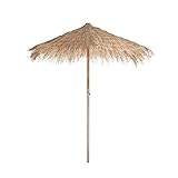 Tousmesmeubles Parasol Paille/Bois Naturel Taille M - Futuna - L 250 x l 250 x H 270 - Neuf