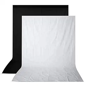 Boltove 8FTX12FT White and Black Backdrop Background for Photography Photo Booth Backdrop for Photoshoot Background, television, video production and home decoration, weddings, parties, newborns, children, product photography,Screen Video, Curtain