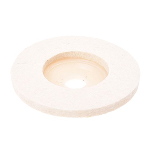 TOOGOO(R)5 Stueck grauweiss Wolle Filz Polierscheibe Radauflage 100mm x 10mm x 16mm - 2