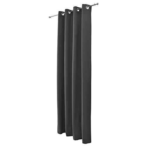 Beautissu® Thermovorhang Amelie 140×245 cm Ösen-Schal Vorhang blickdicht & Verdunkelung – Gardine in Anthrazit-Grau - 5