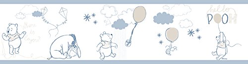Rasch Textil selbstklebende Papierborte Bordüre - Kollektion Disney Fantasy Deco P35211 Winnie Pooh weiß blau