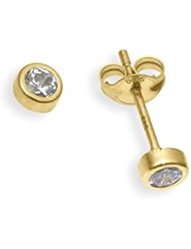 Ohrstecker per Stück echt 14 Karat Gold 585 mit Zirkonia 3mm (Art 602003/811014)