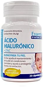 Acido HIALURONICO + Zinc Food Supplement: Anti-Aging, Anti-Wrinkle and Hydration of the skin. Good Vitamin Supplement to combat the Passage of Time. Treatment of 30 Capsules for a month