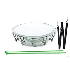 New Jaibharat Musicals 12 inch Steel Dhol Tasha Drum with Belt and Stick