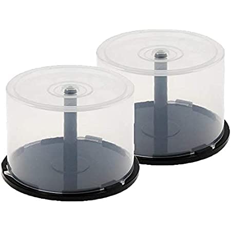 ADGames Empty CD, DVD, Blu-Ray Cake Box Spindle PVC Media Case Holder Cover Protective Container (50 Disc Capacity) Pack of 2