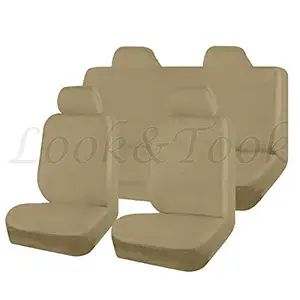 Look&Took Pure Cotton Front and Back Towel Seat Cover for Honda Amaze E (Moderate Beige)