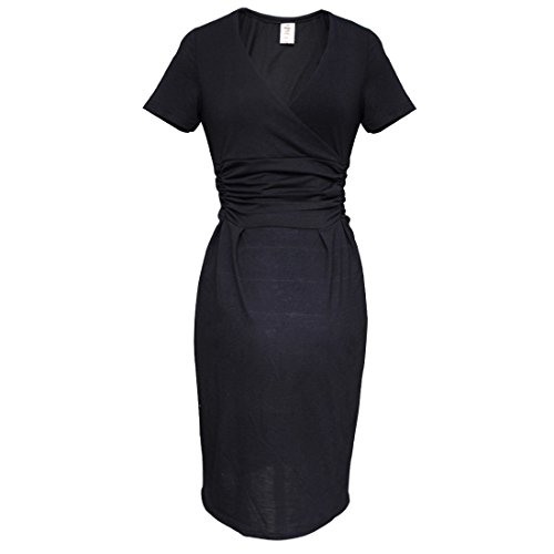 iiniim Women's Maternity Nursing Pregnancy Top Shirt Dress Black Medium