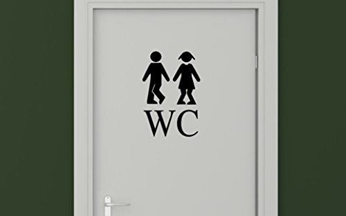 WC Aufkleber Wandtattoo Türaufkleber Bad Toilette B369 (schwarz)
