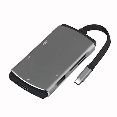 Widewing USB C Hub Type C to USB3.0 HDMI PD Card Reader Adapter for MacBook,Samsung S8, Huawei Mate 10, Huawei Matebook X, Google Notebook (Grey)